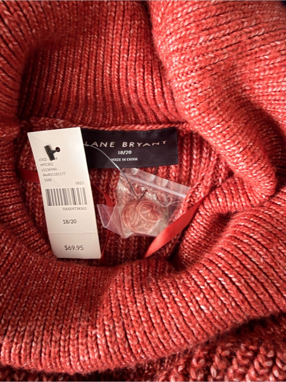 Lane Bryant Ribbed Cowl Neck Sweater - Rust - Picture 3 of 5